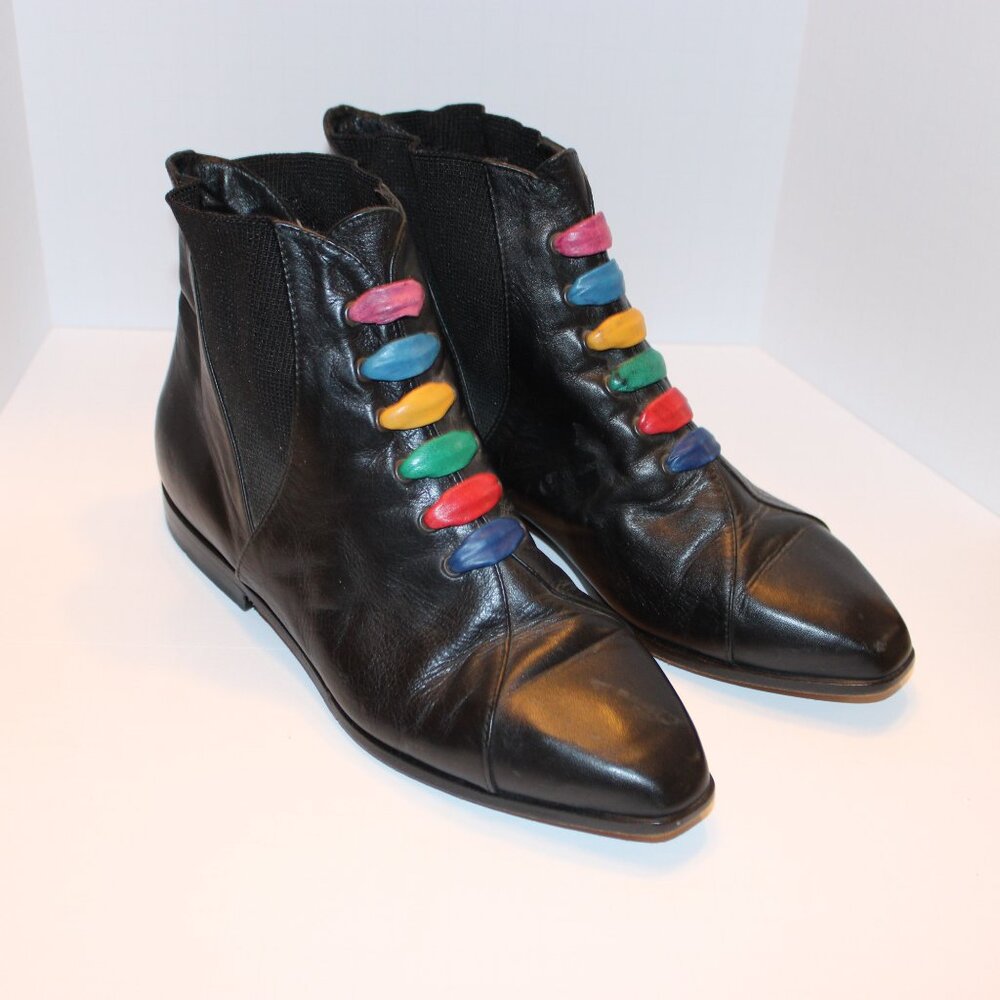 Vintage Pietro Ankle Boots Boho Mod Gypsy Fairy 70/80s Italy Size 6 1/2 - Picture 2 of 6
